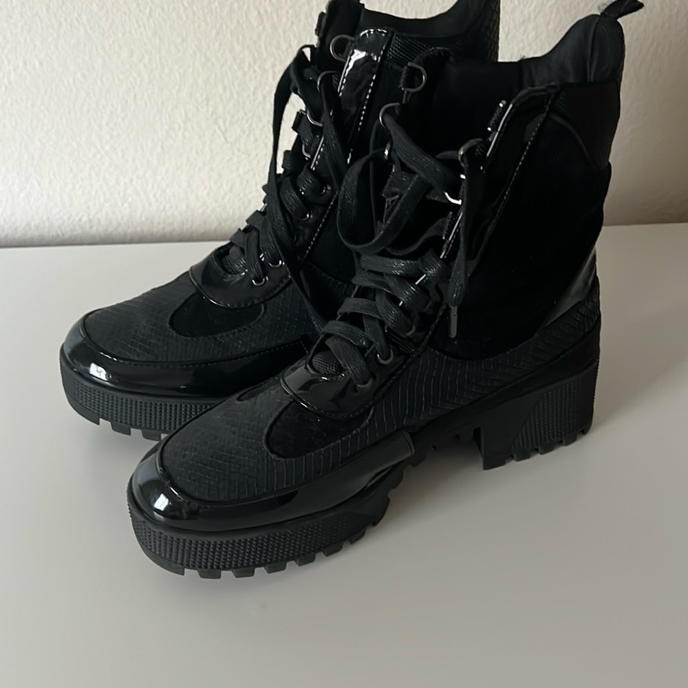 Black platform booties